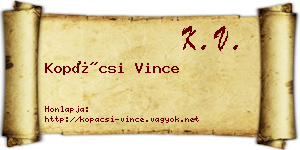 Kopácsi Vince névjegykártya